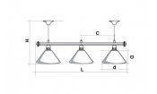 Лампа STARTBILLIARDS 3 пл. (плафоны синие,штанга синяя,фурнитура золото)