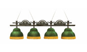 Лампа Лео II 4пл. клен (Авт. № 2,бархат зеленый,бахрома желтая,фурнитура золото)