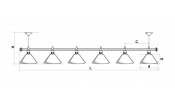 Лампа STARTBILLIARDS 6 пл. (плафоны белые,штанга бронза,фурнитура хром,2)